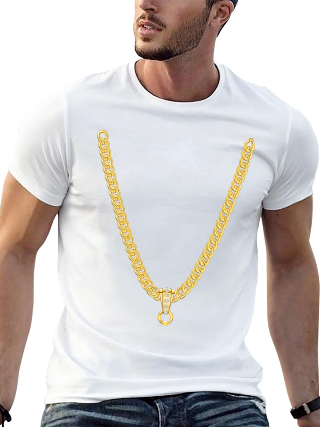 Gold Chain Graphic Tee - Stylish Casual Wear