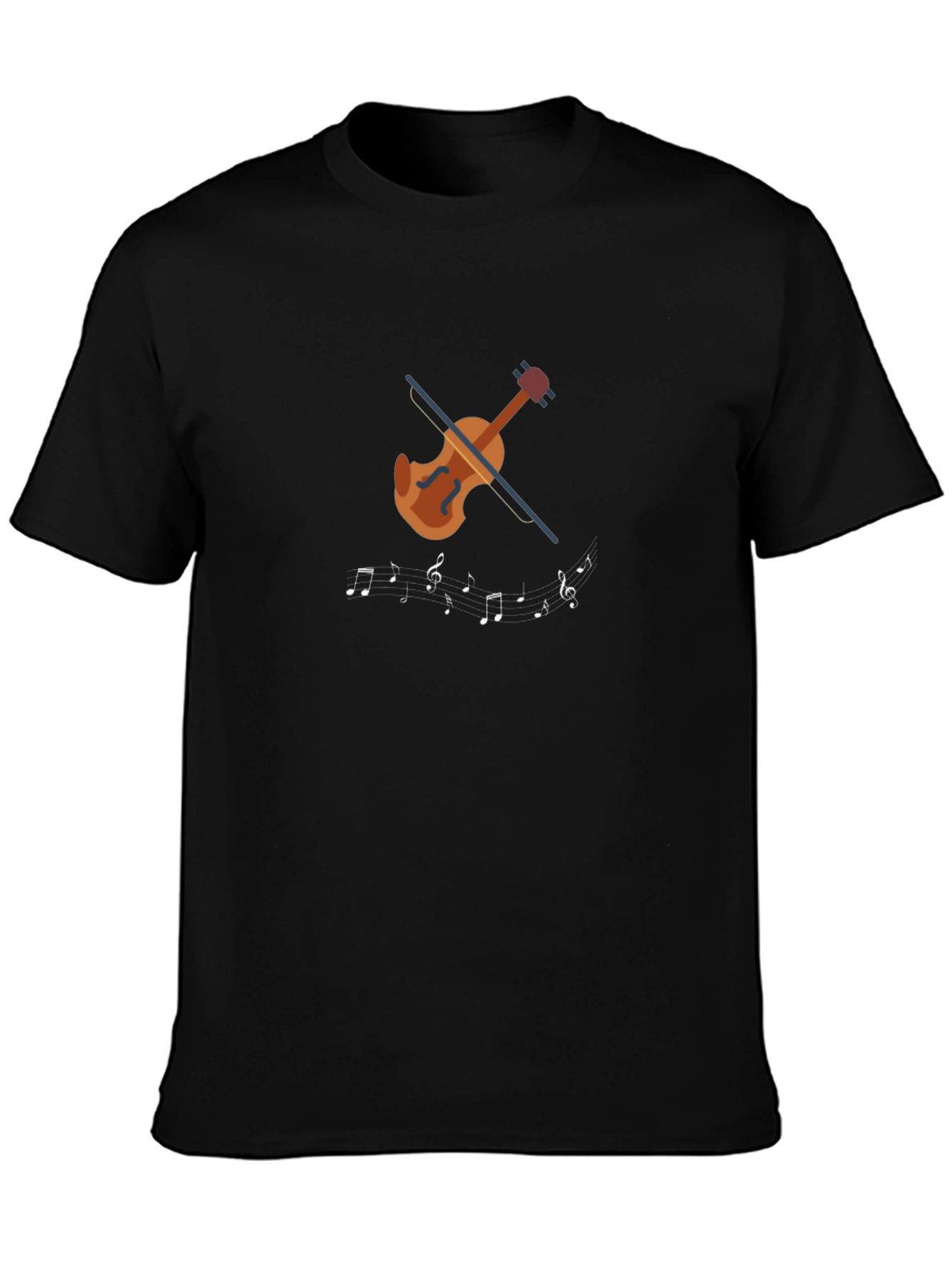 Musical Notes Violin Graphic Tee - Black