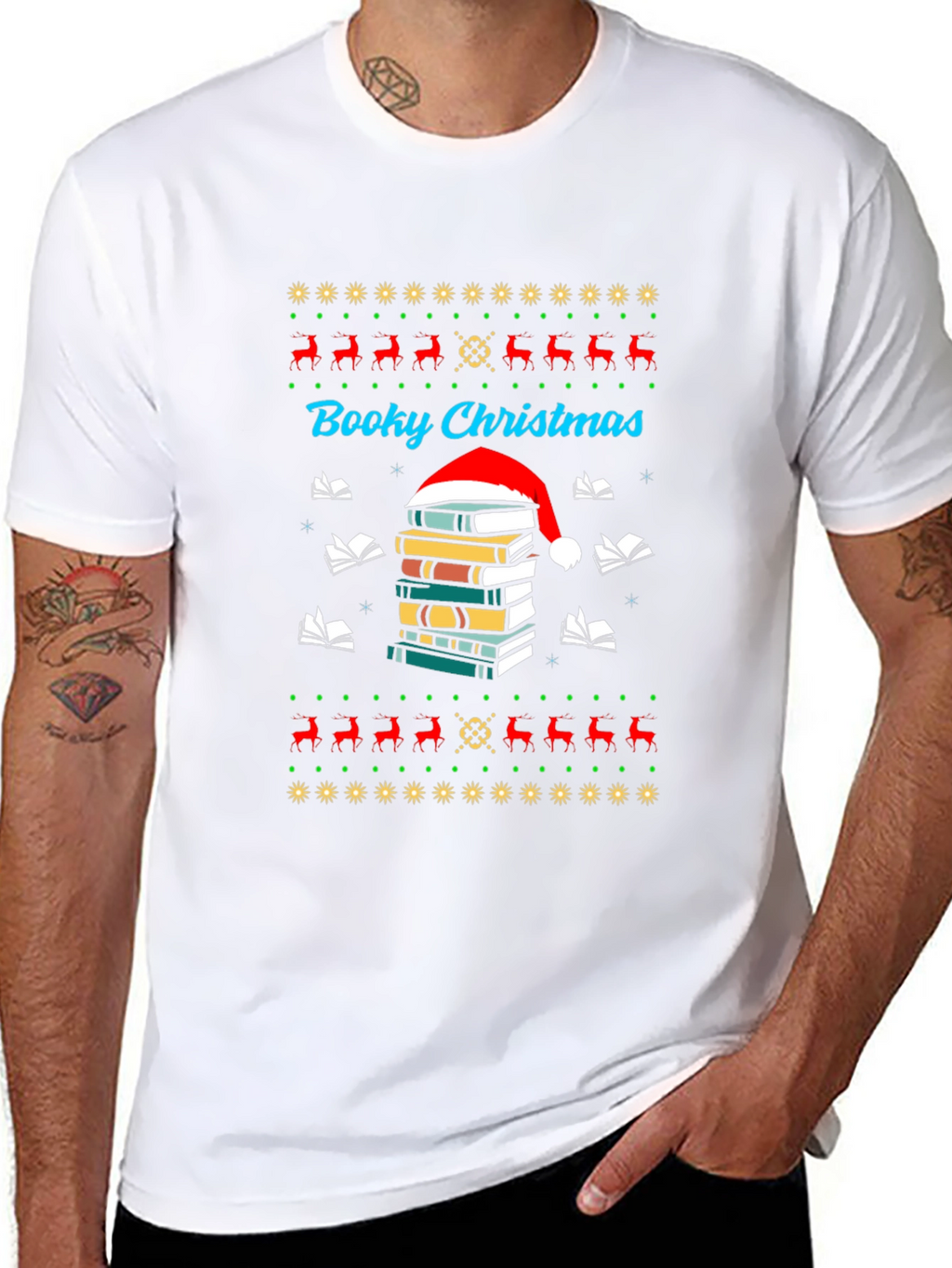 Booky Christmas T-Shirt Festive Holiday Reading Tee