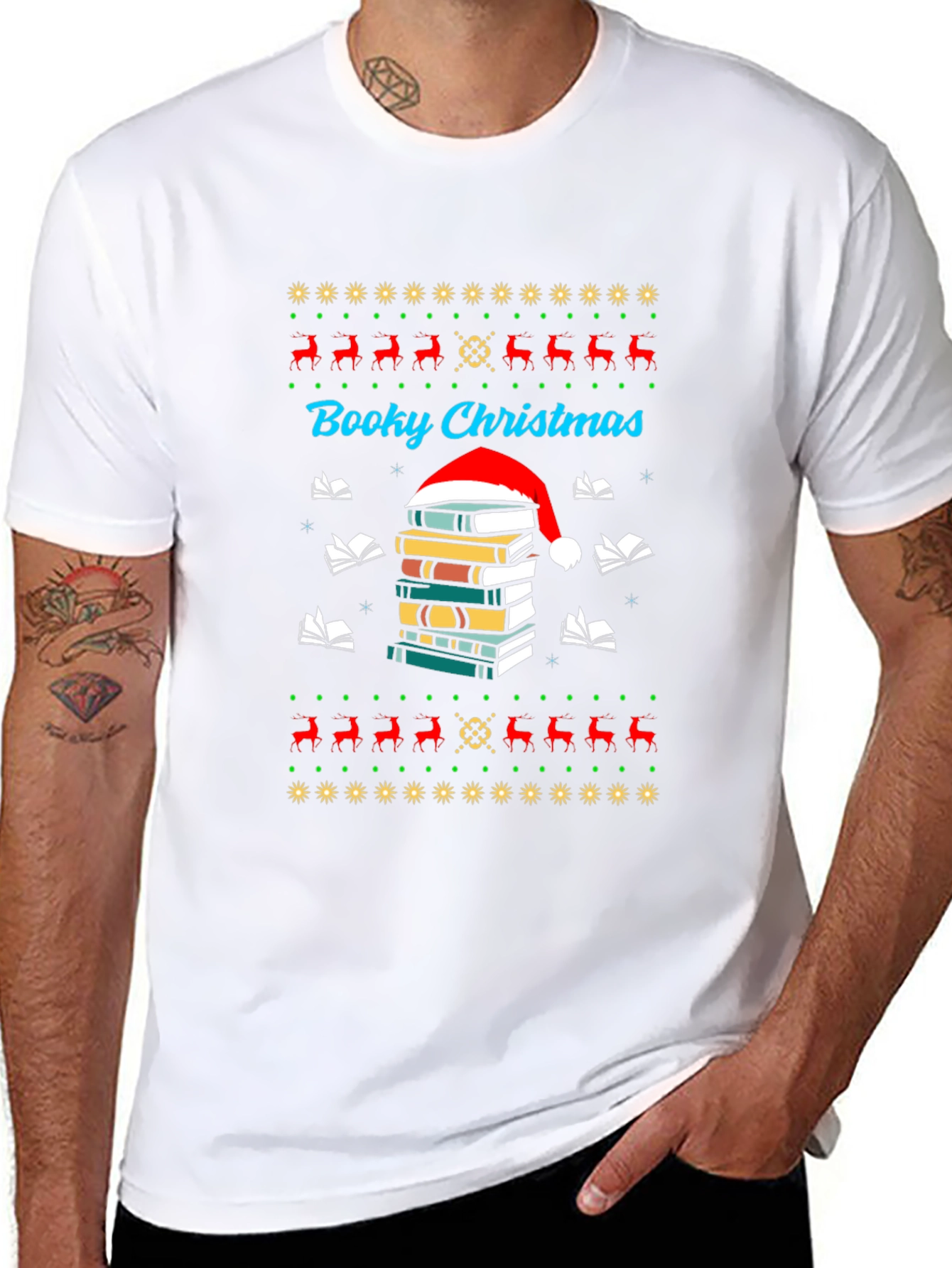 Booky Christmas T-Shirt Festive Holiday Reading Tee
