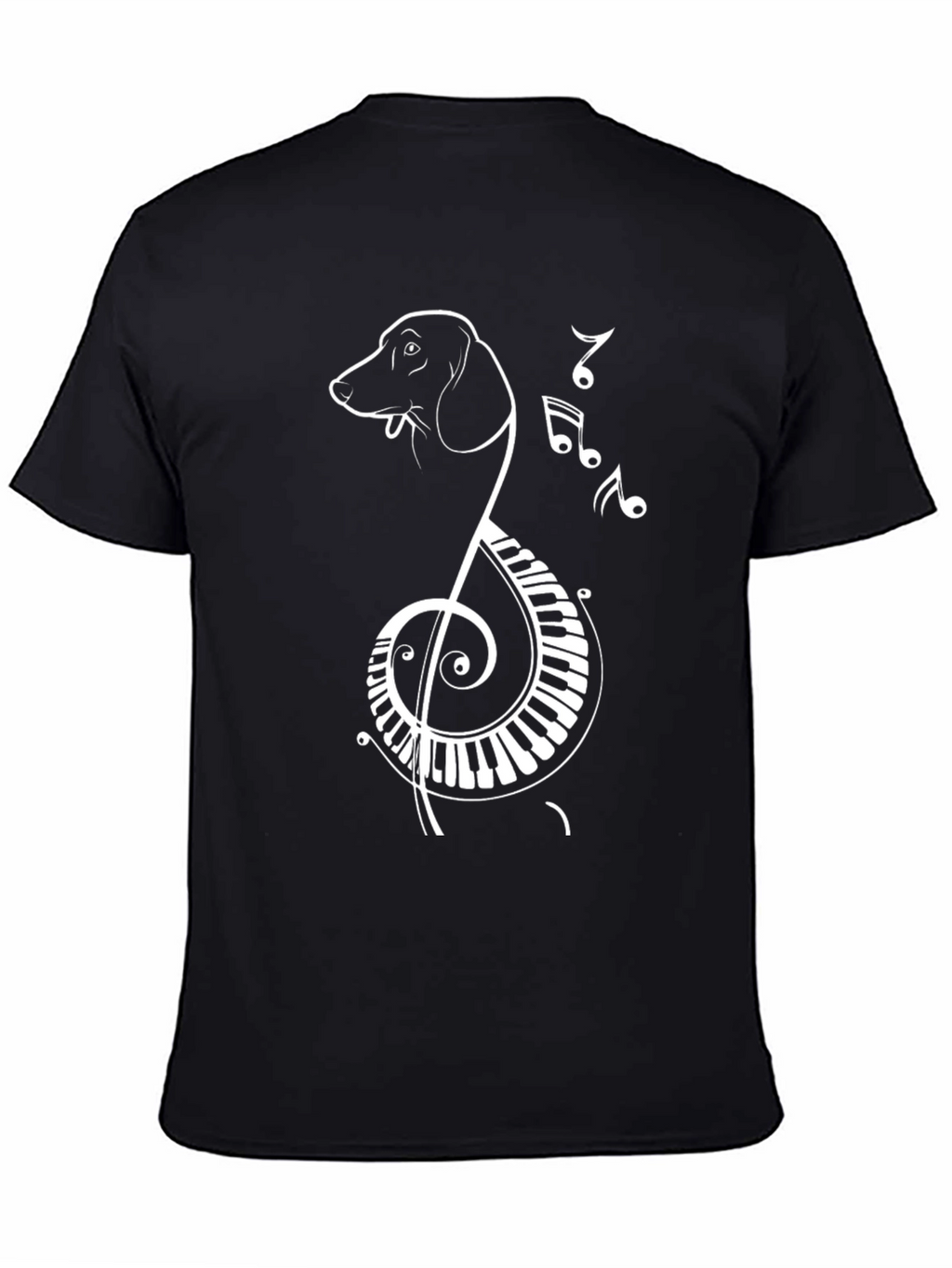 Musical Dog Graphic Tee - Black Cotton T-Shirt