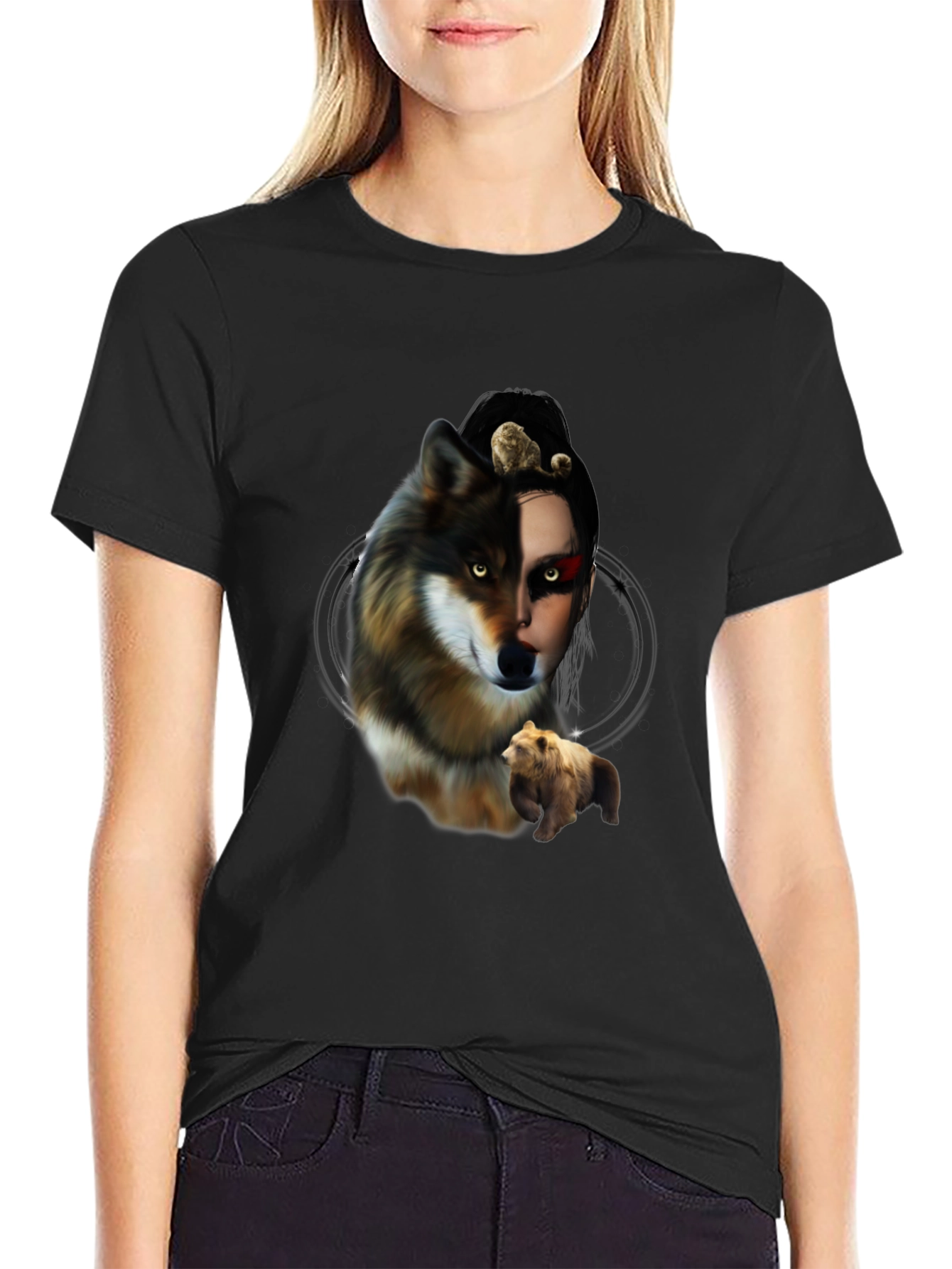Wolf & Bear T-Shirt - Nature Inspired Graphic Tee