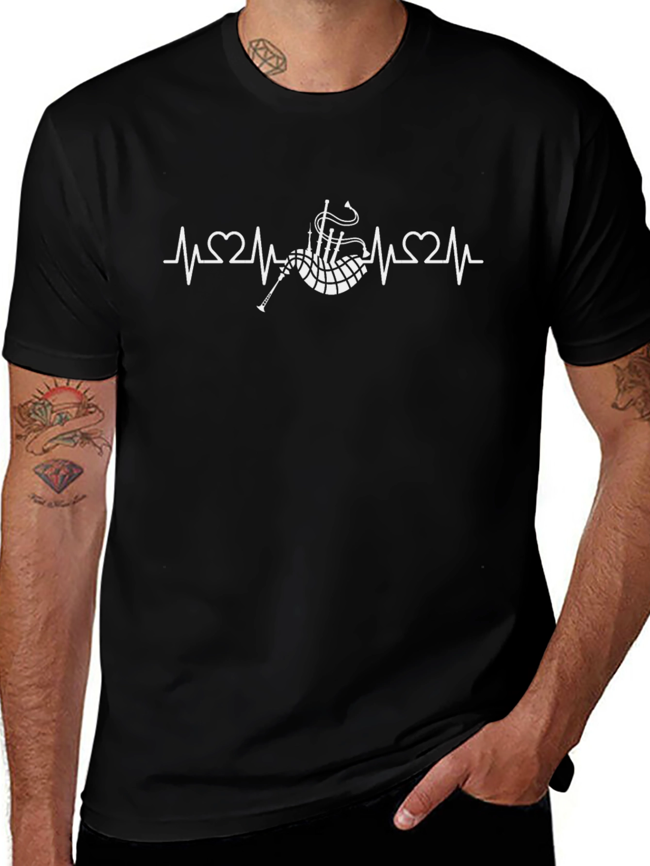 Bagpipe Heartbeat T-Shirt - Music Lover Tee