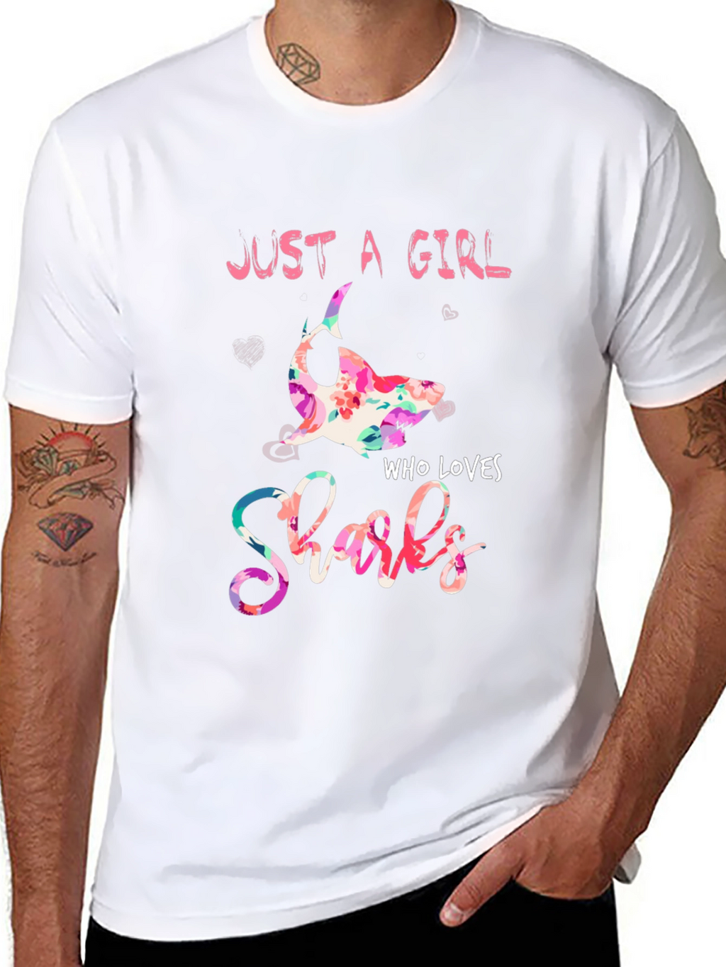 Just A Girl Who Loves Sharks Floral T-Shirt