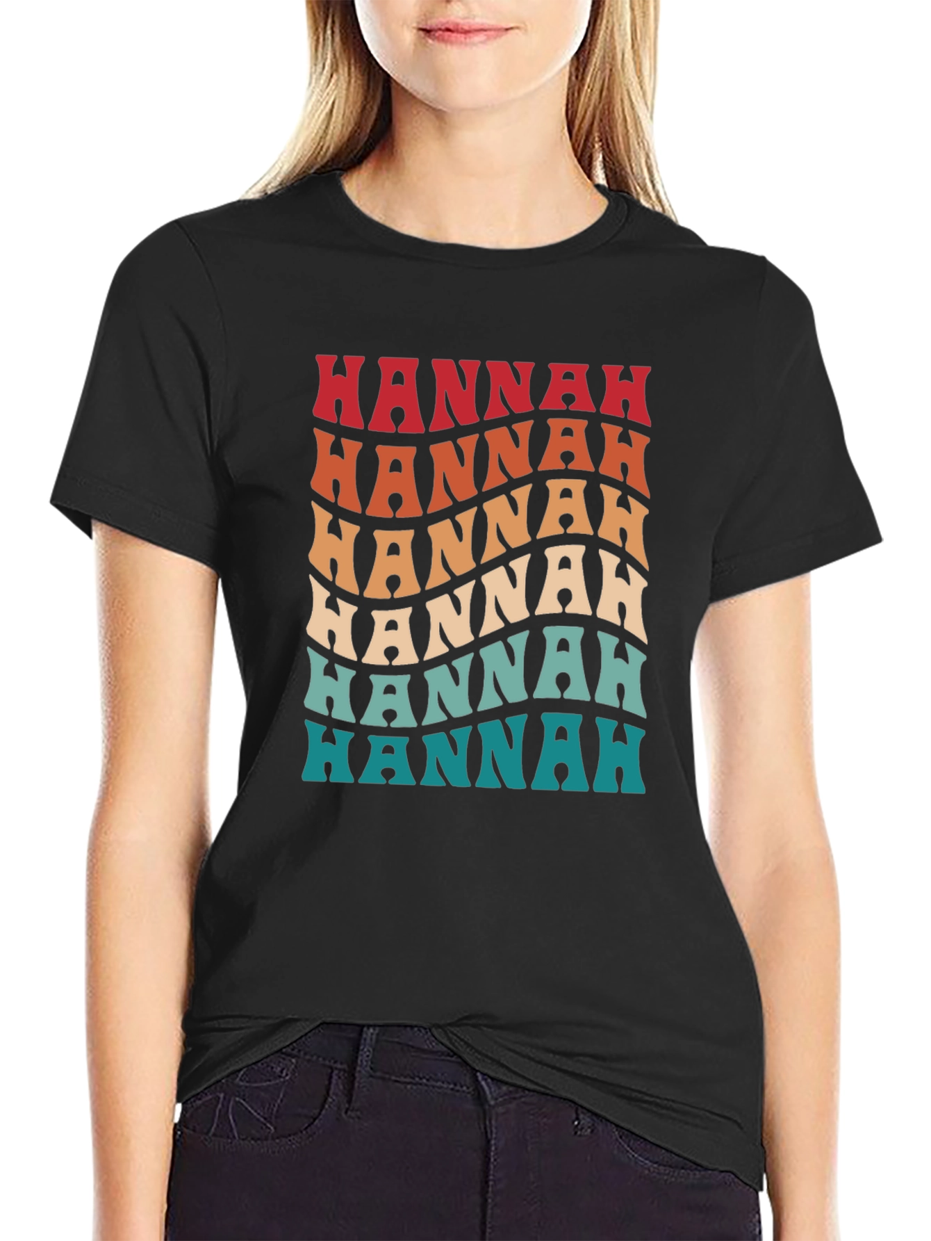 Hannah Retro Wavy T-Shirt - Fun Colorful Tee