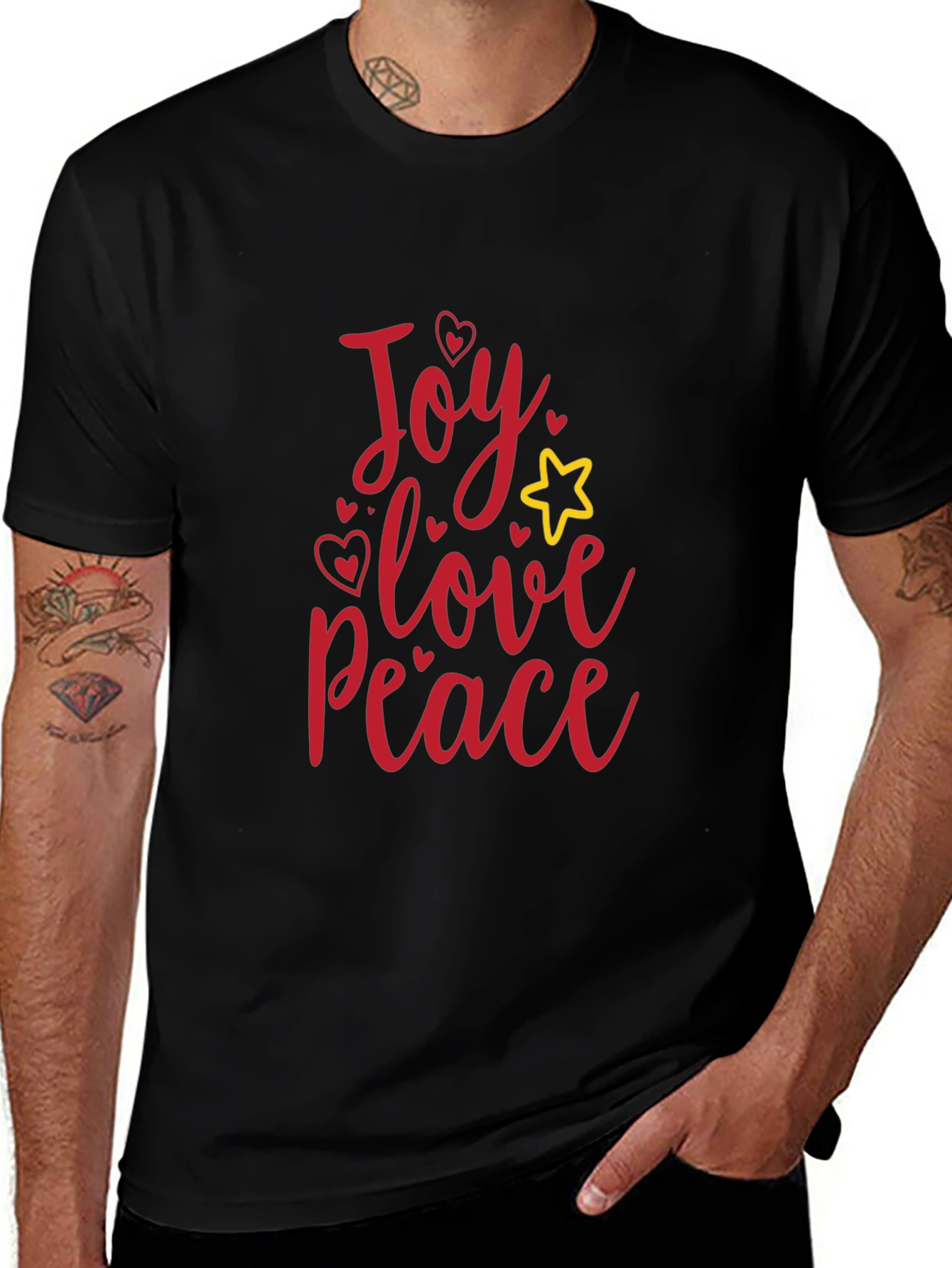 Joy Love Peace Black T-Shirt