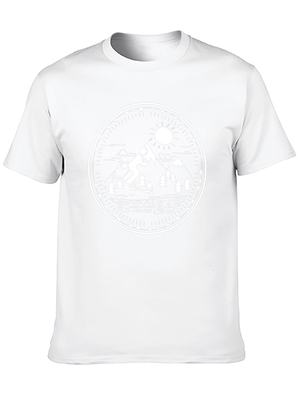 Mountain Ski Scene Graphic Tee - Black