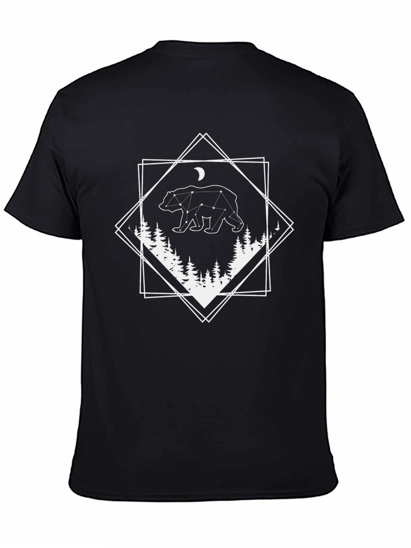 Geometric Bear Constellation Graphic Tee - Black
