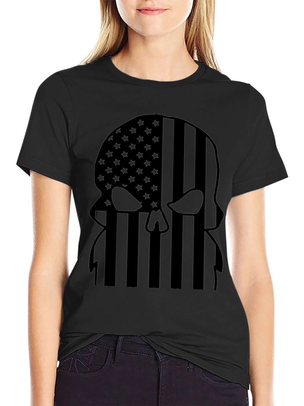 American Flag Punisher Skull Black T-Shirt