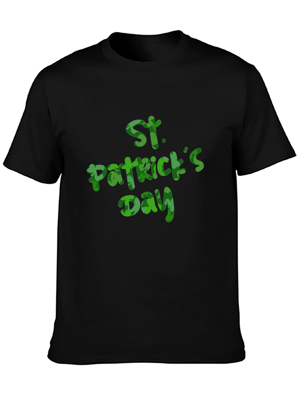 St. Patricks Day Clover Print Black T-Shirt