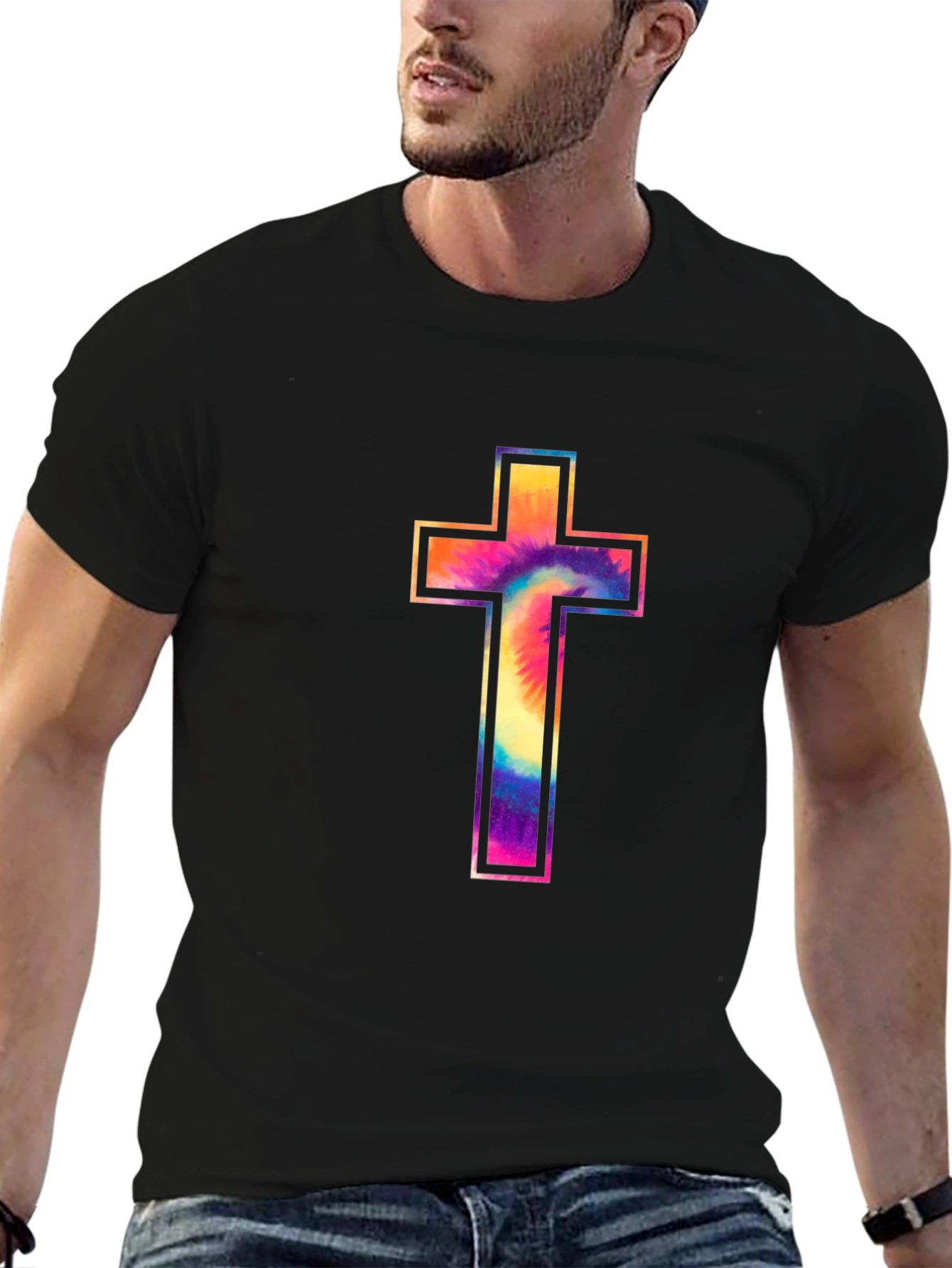 Tie-Dye Cross Graphic Tee - Stylish Christian Apparel