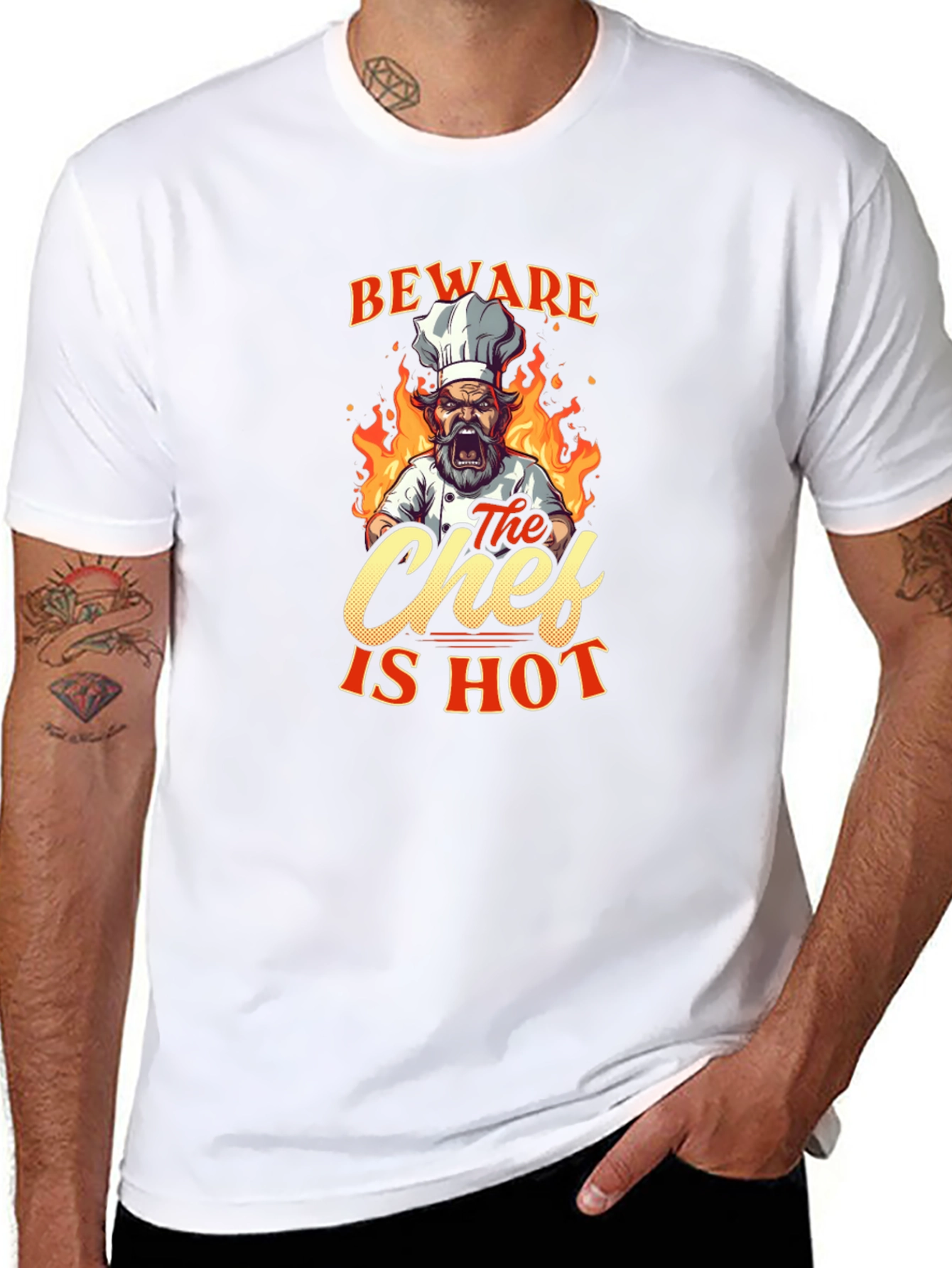 Beware The Chef Is Hot Black T-Shirt
