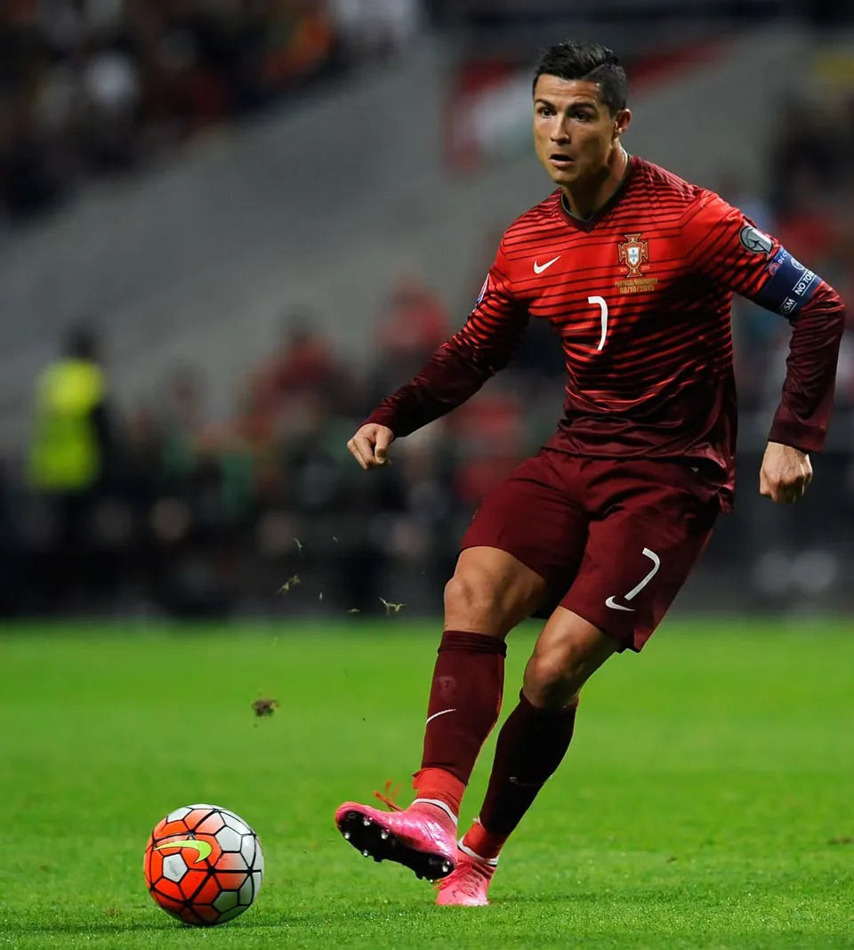 2014 Portugal Home Red Retro Soccer Jersey Detail 1