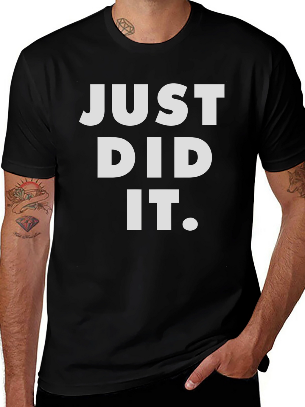 Just Did It Graphic Tee - Black Casual T-Shirt
