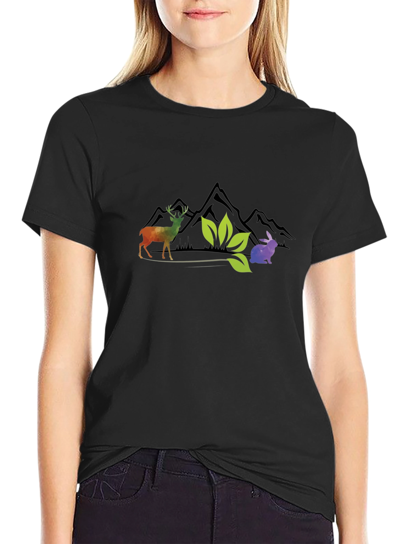 Nature Graphic Tee - Deer Rabbit Mountains