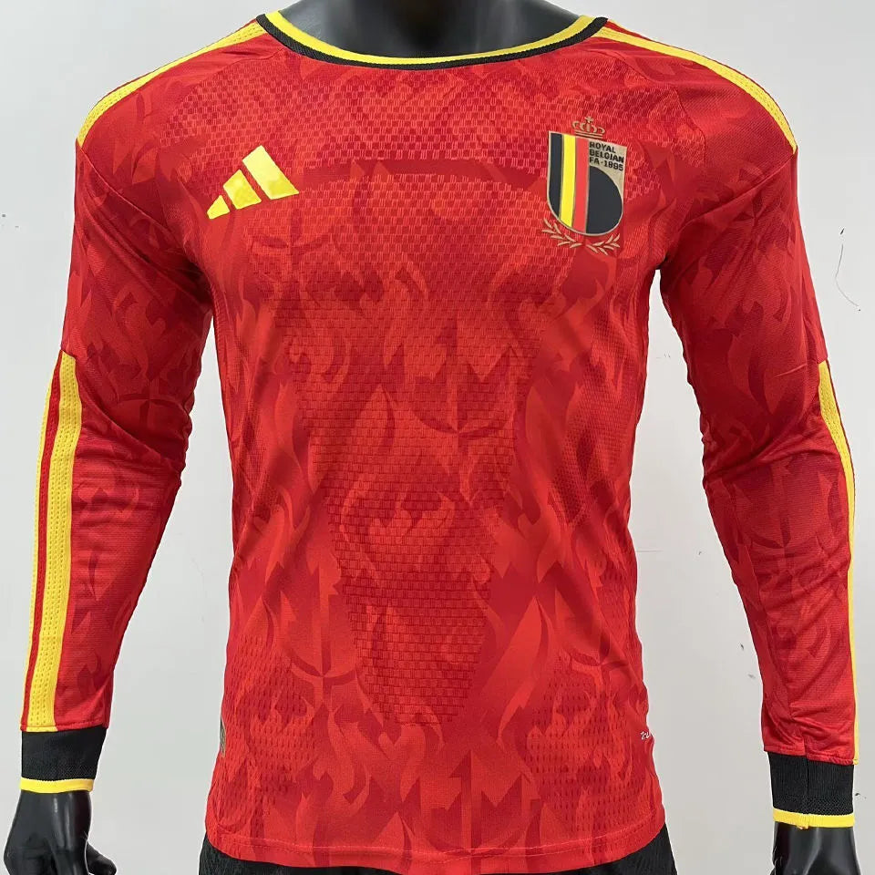 2026/27 Belgium Home Red Player Version Long Sleeve Soccer Jersey Front