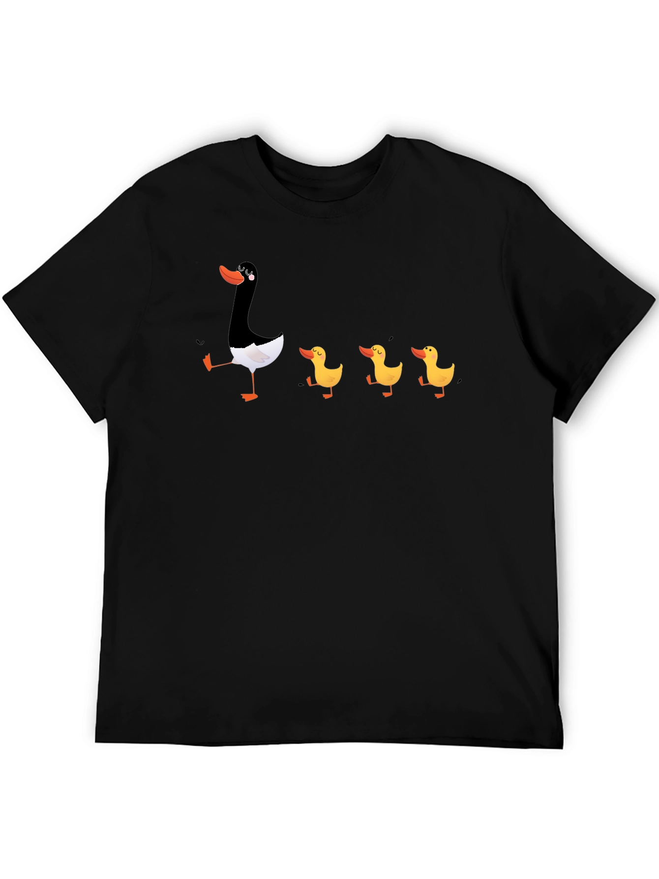 Duck Family Graphic T-Shirt - Quirky Black Tee