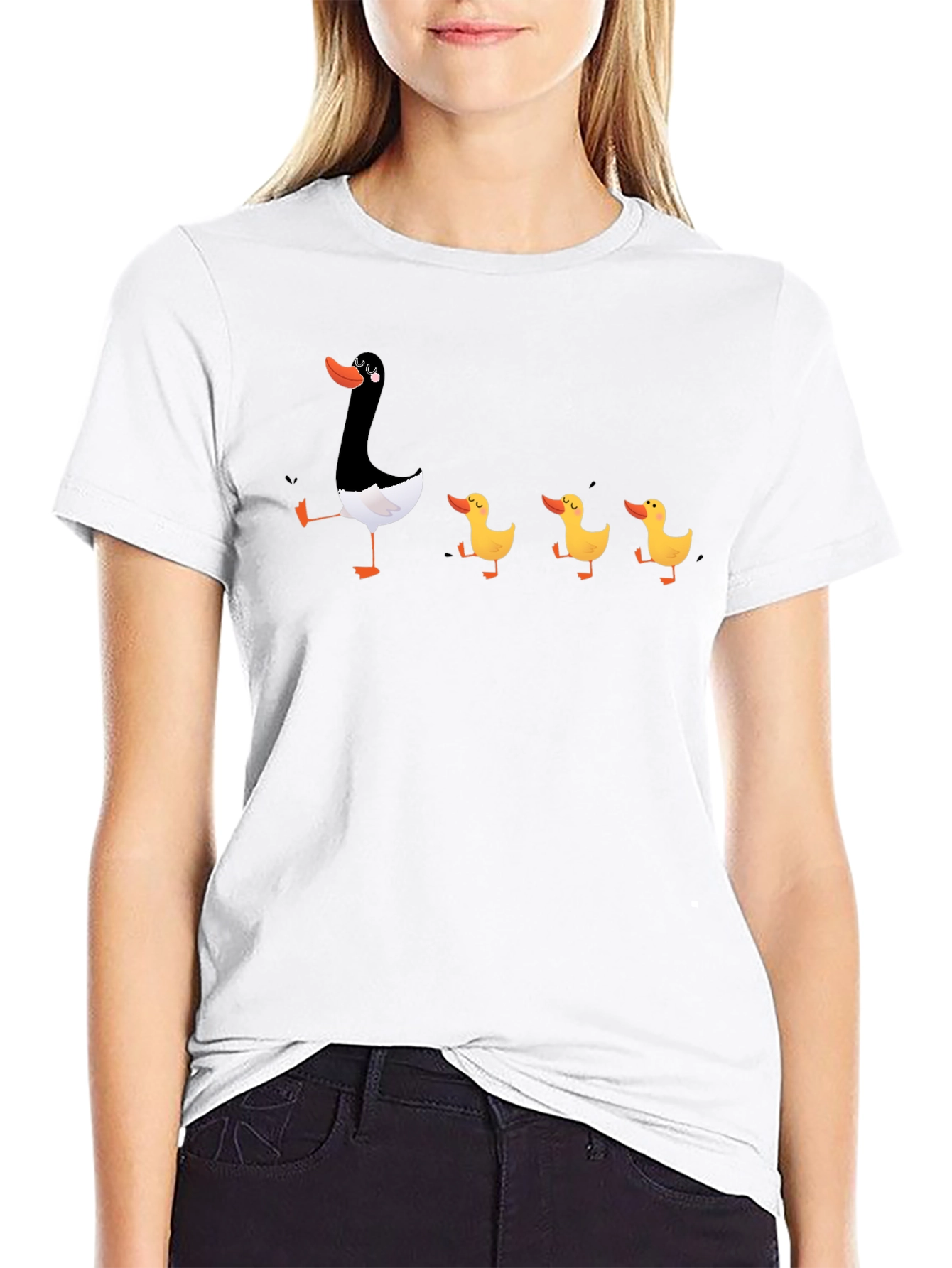 Duck Family Graphic T-Shirt - Quirky Black Tee