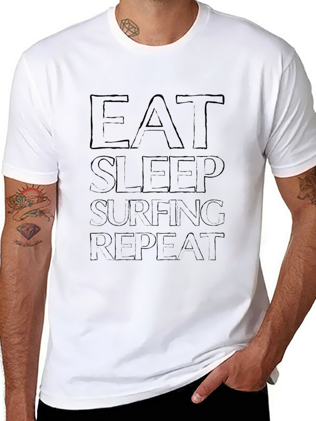 Eat Sleep Surfing Repeat Graphic Tee