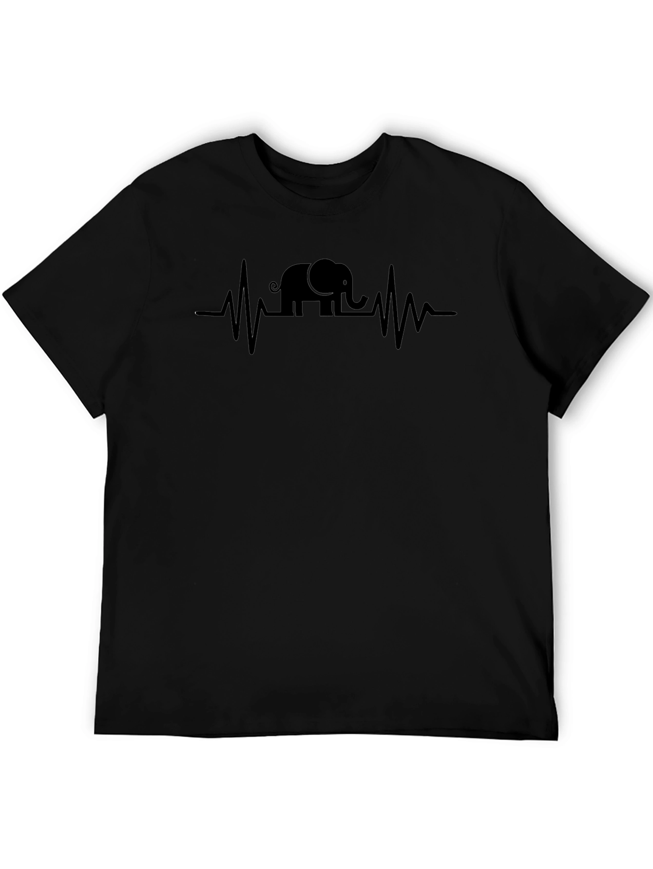 Elephant Heartbeat T-Shirt - Black Graphic Tee