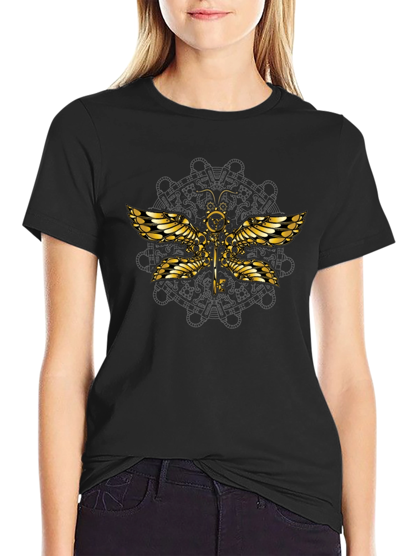 Steampunk Dragonfly Graphic T-Shirt - Unique Design
