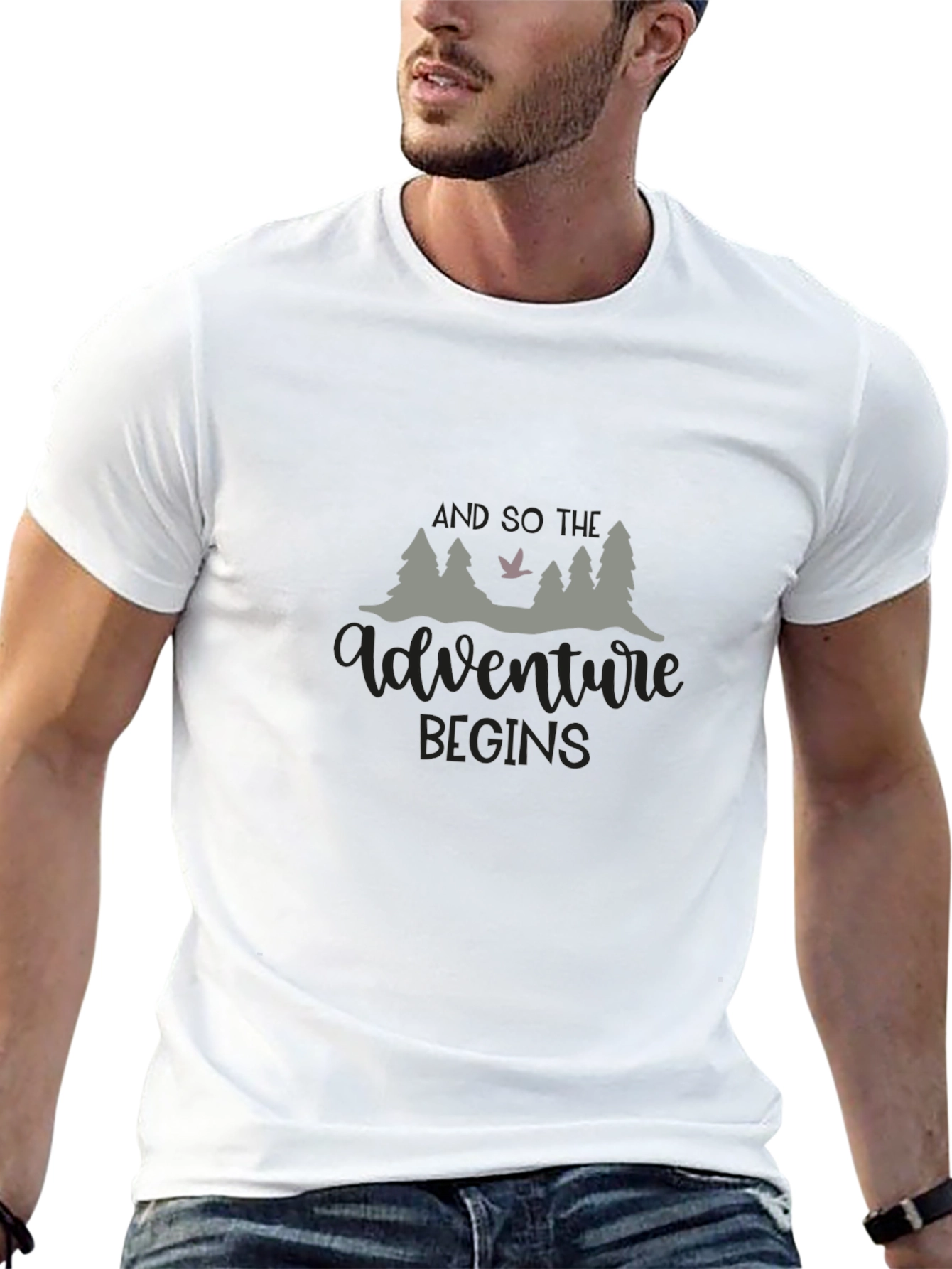 Adventure Begins Black Graphic Tee