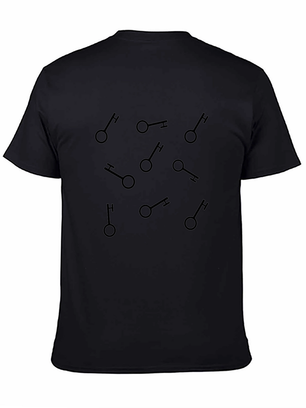 Modern Key Pattern Black T-Shirt