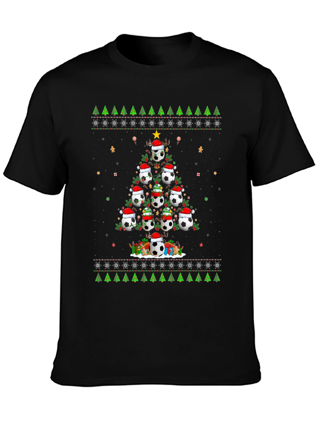 Festive Soccer Ball Christmas Tree T-Shirt