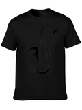 Saxophone Graphic Tee - Black Cotton T-Shirt