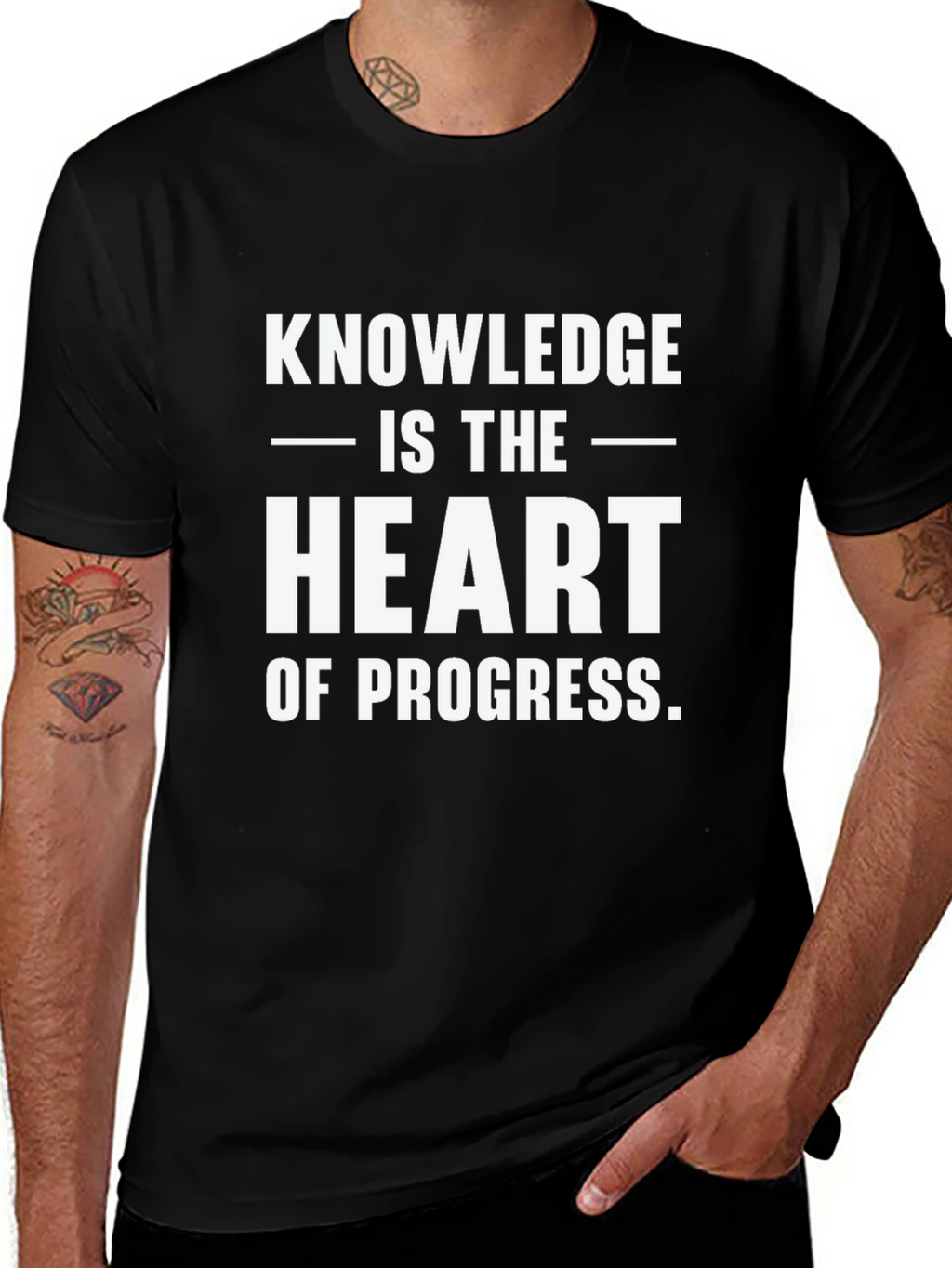 Knowledge is the Heart of Progress Black Tee