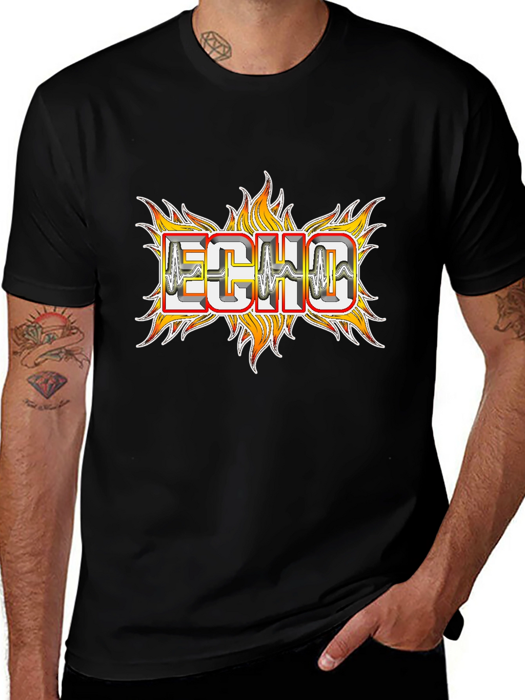Echo Flame Graphic Tee - Mens Black T-Shirt