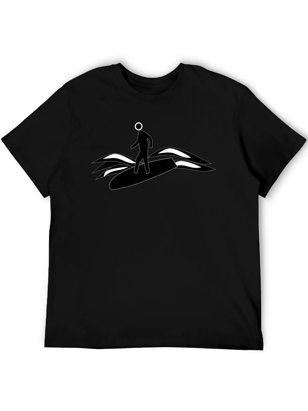 Surfer Dude Graphic Tee - Black Cotton T-Shirt