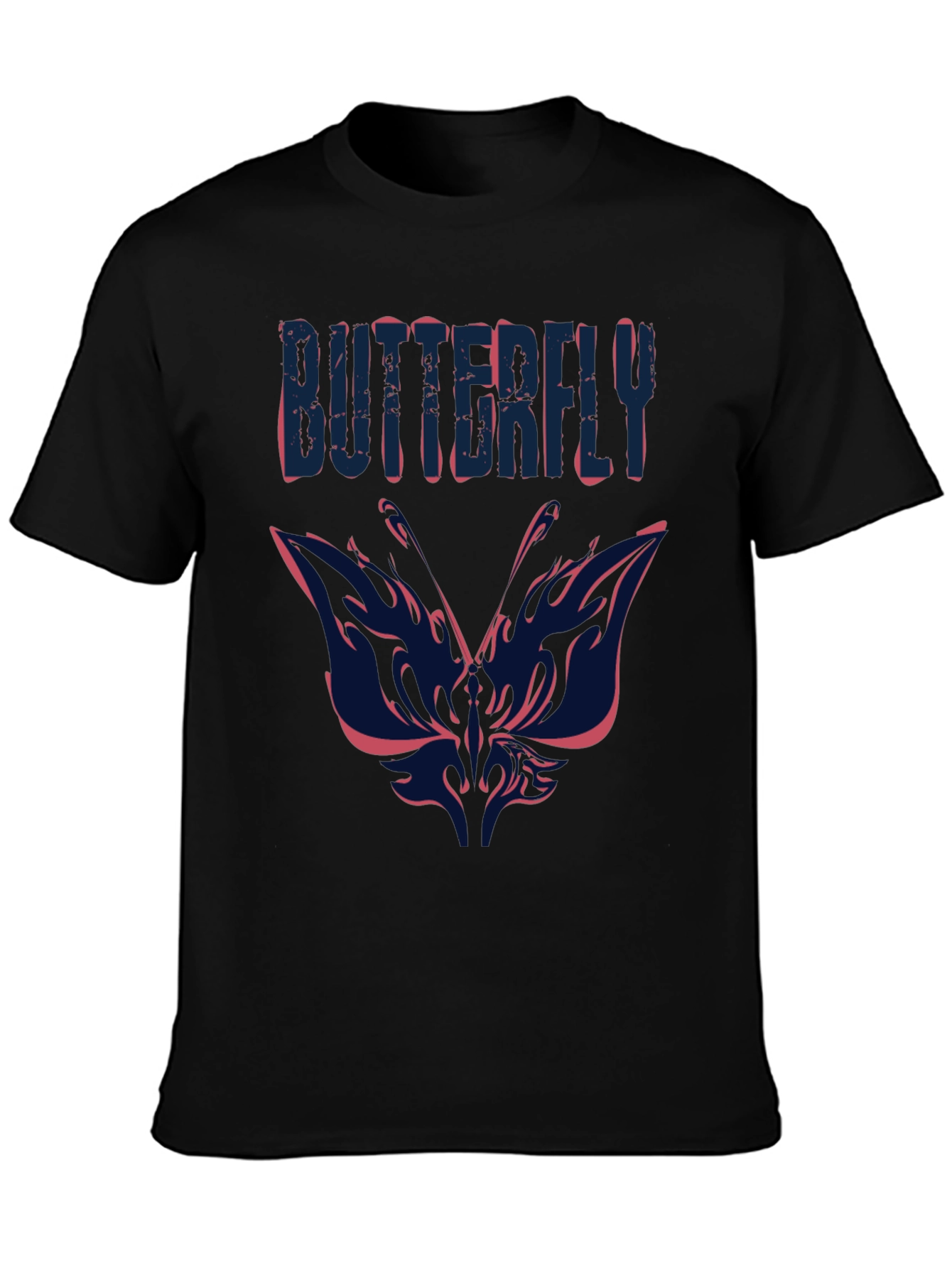 Butterfly Graphic Print Mens Black T-Shirt