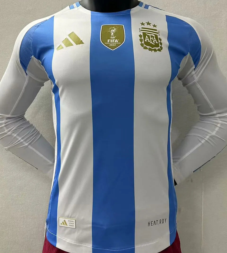 2024/25 Argentina Home Player Version Long Sleeve Jersey (Have FlFA World Champion 2022 有胸前章) Front