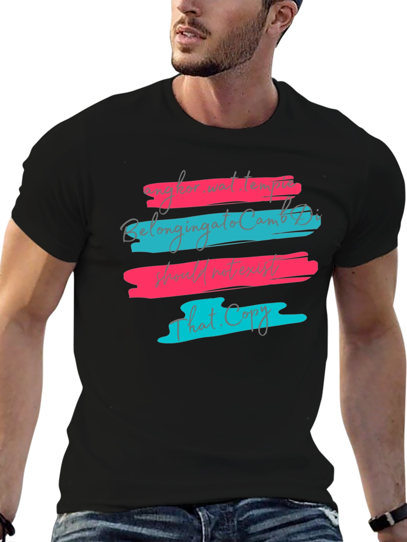 Trendy Graphic Tee: Brushstroke Script Design
