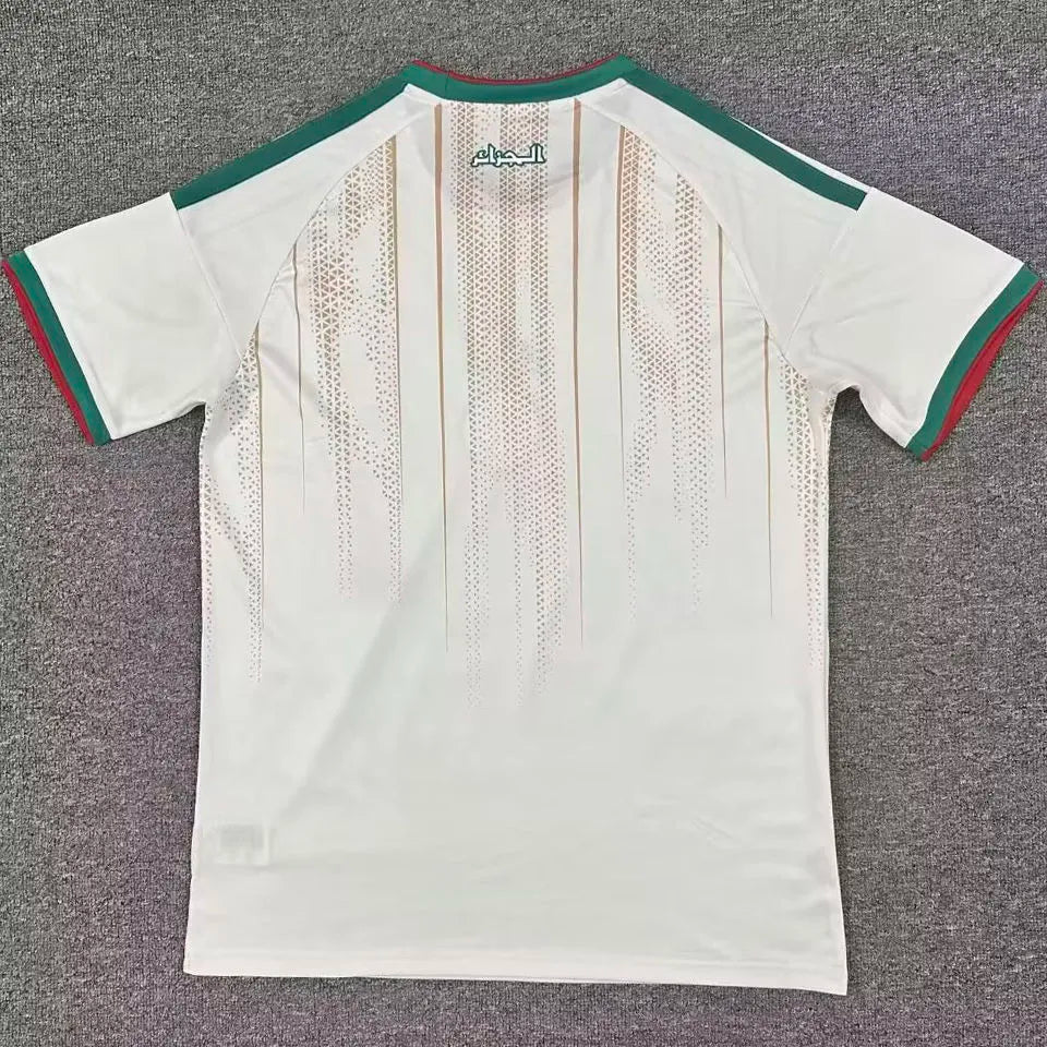 2026/27 Algeria Home White Fans Soccer Jersey 无星 (Have Right Patch 有右臂章 黑底白字） Detail 1