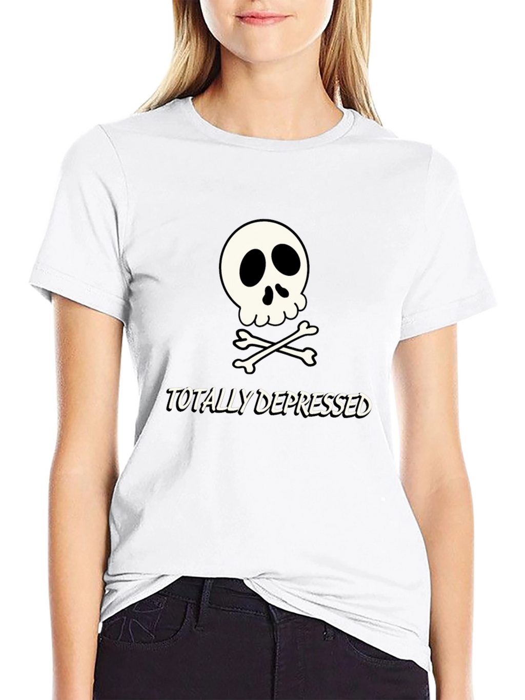 Totally Depressed Graphic T-Shirt - Skull Design