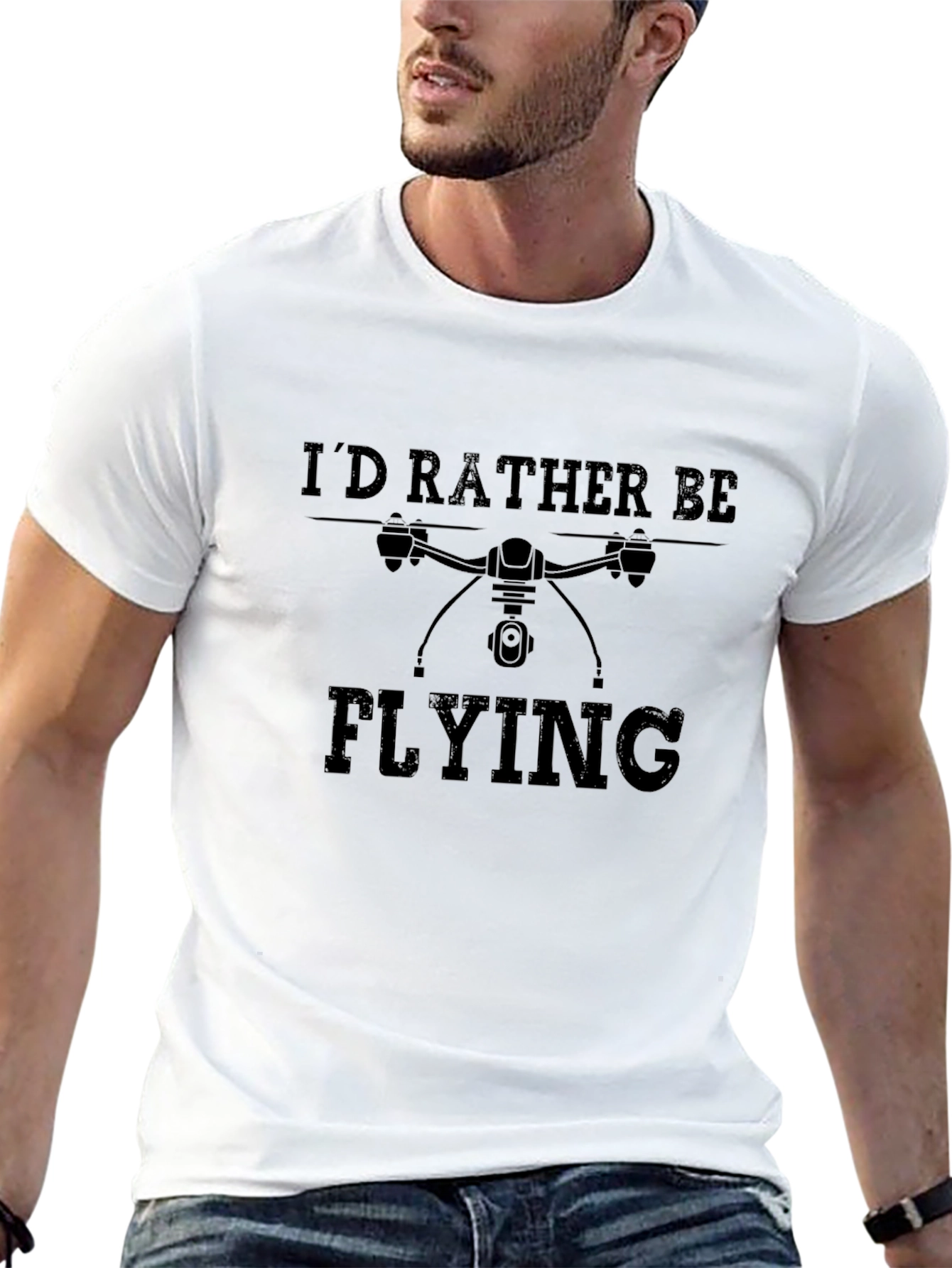Id Rather Be Flying Drone Graphic Tee - Black