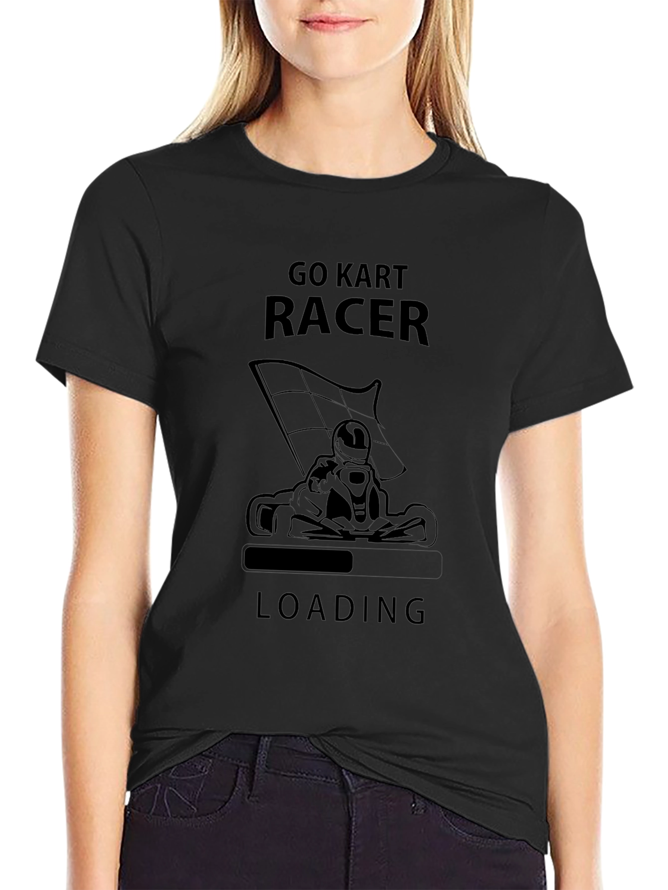 Go Kart Racer Loading Black T-Shirt