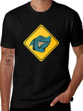 Shark Warning Sign Graphic Tee - Black