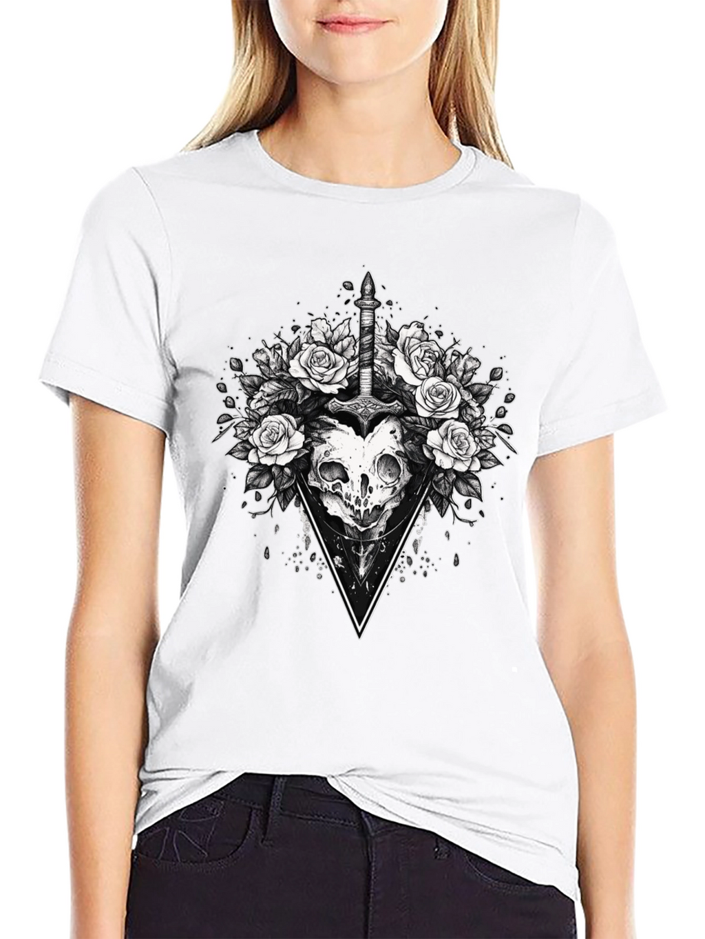 Skull & Roses Graphic Tee - Edgy Style