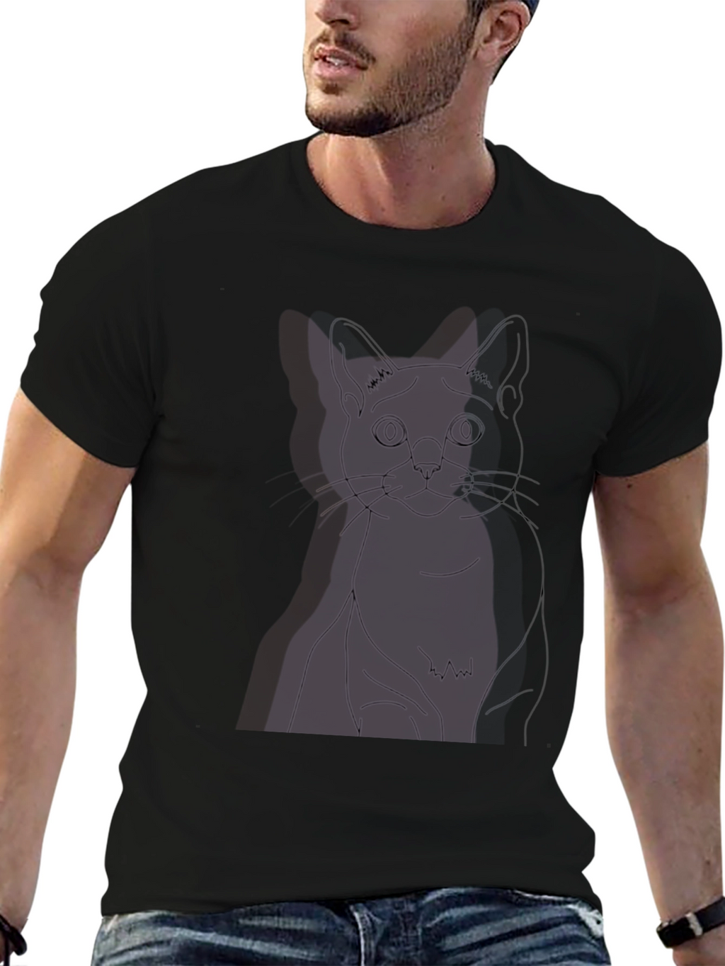 Black Cat Outline Tee - Unisex Graphic T-Shirt