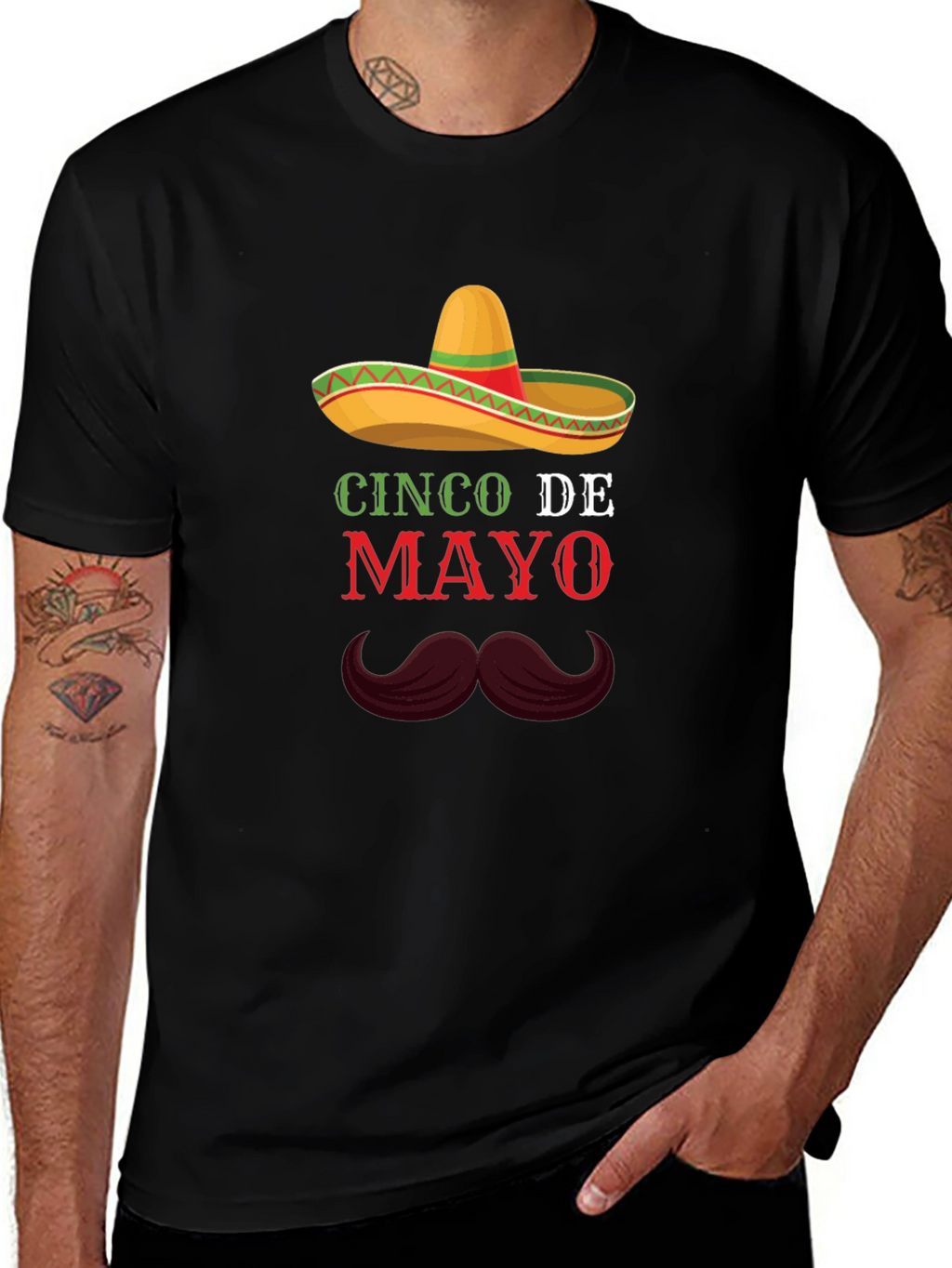 Cinco De Mayo T-Shirt - Sombrero & Mustache