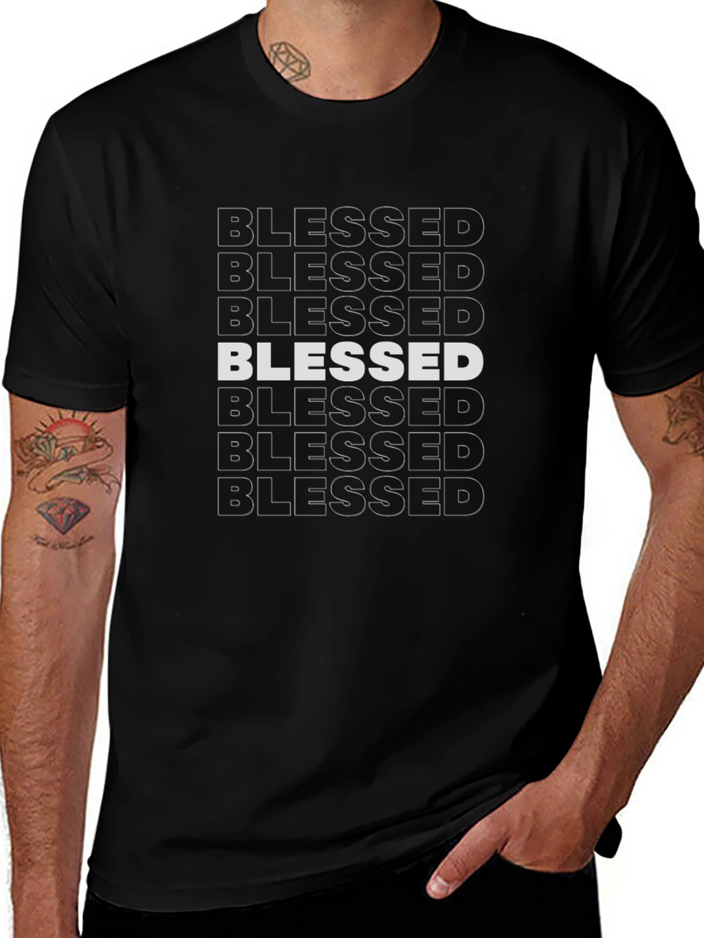 Blessed Graphic Print Black T-Shirt