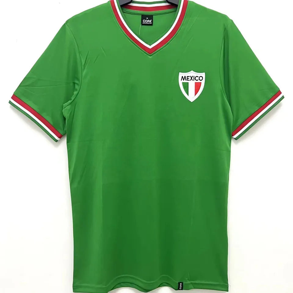 1970 Mexico Home Green Retro Soccer Jersey Front