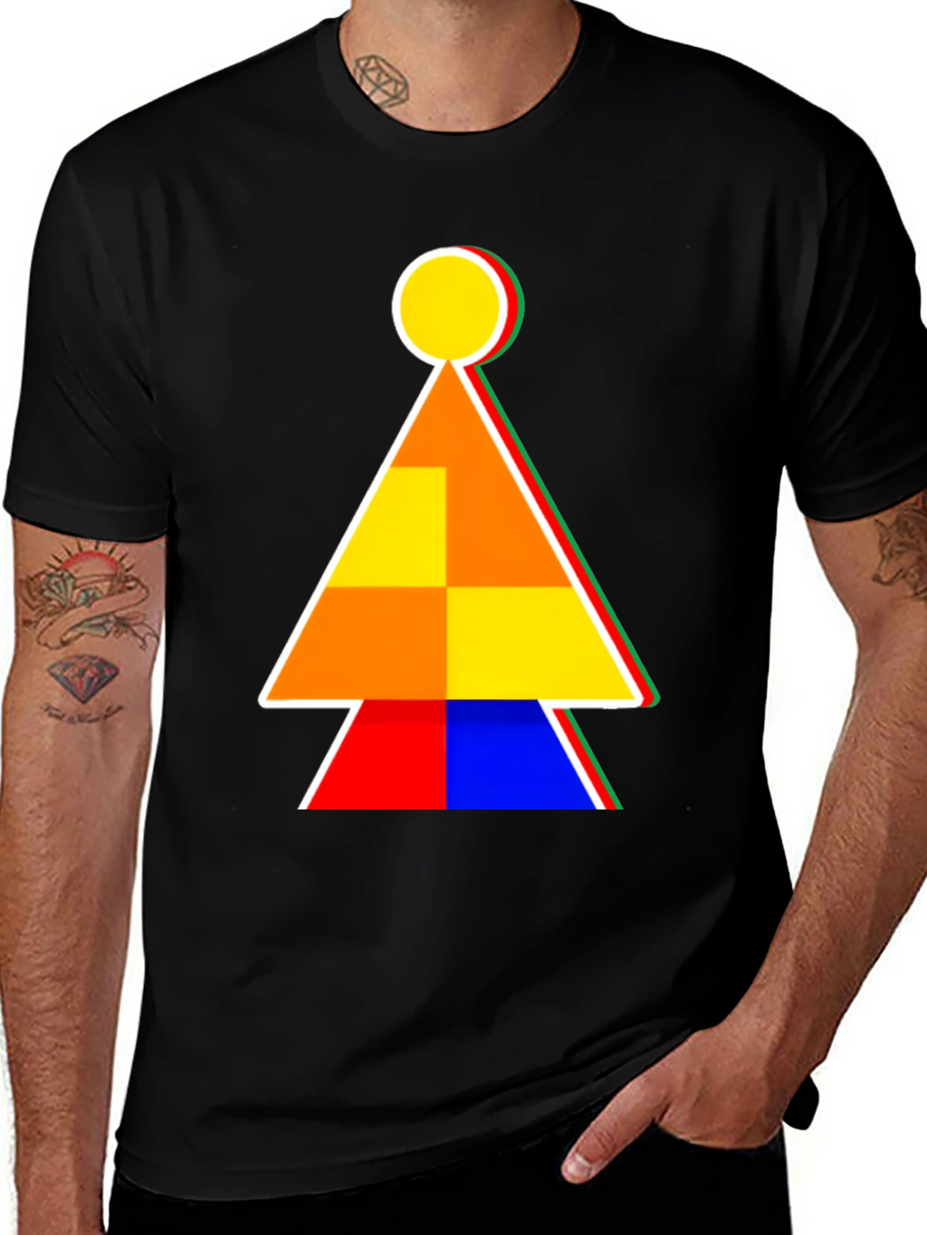 Abstract Geometric Graphic Print Tee