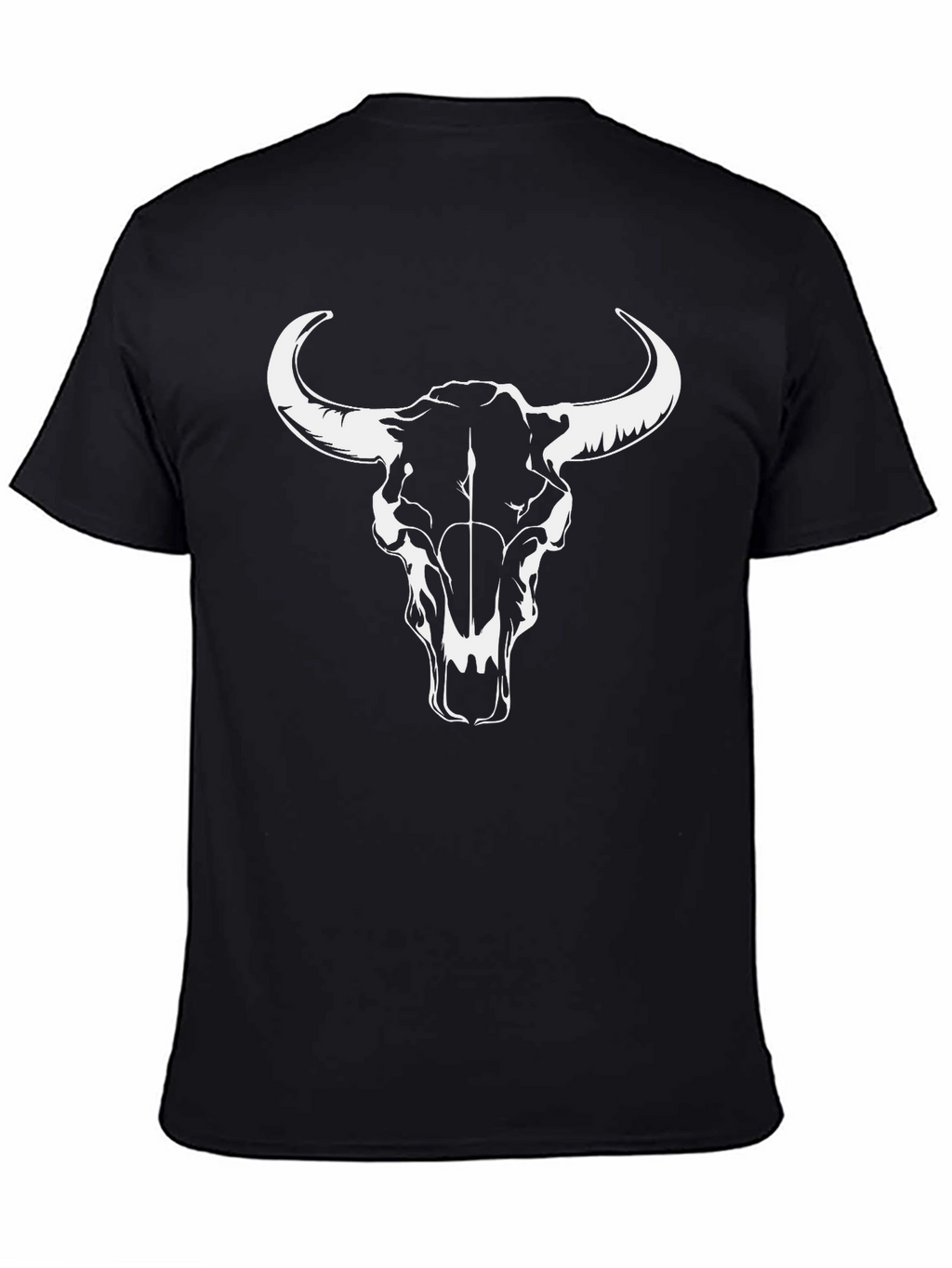 Black T-Shirt with Bull Skull Design
