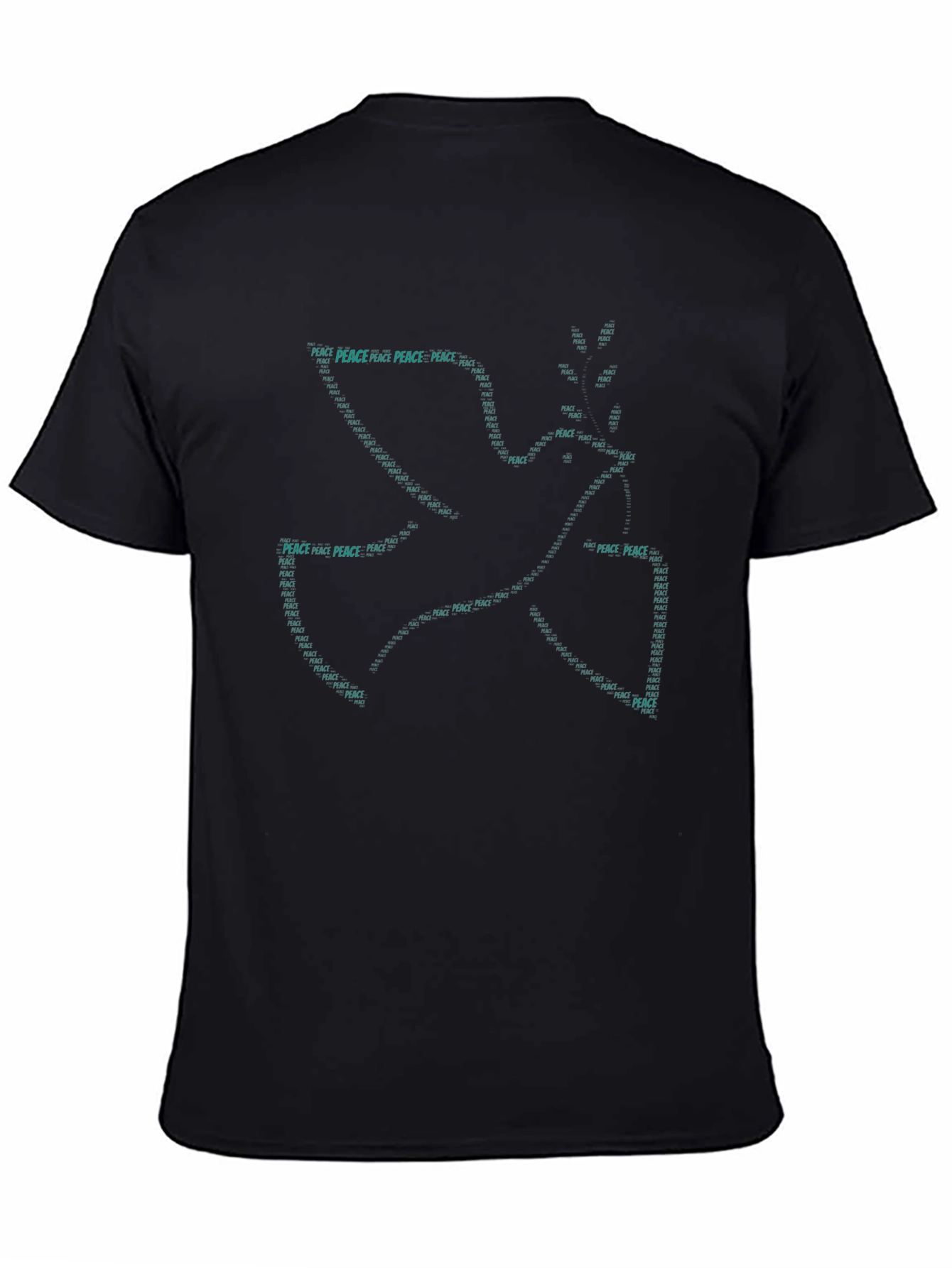 Peace Dove Graphic Print Mens Black T-Shirt