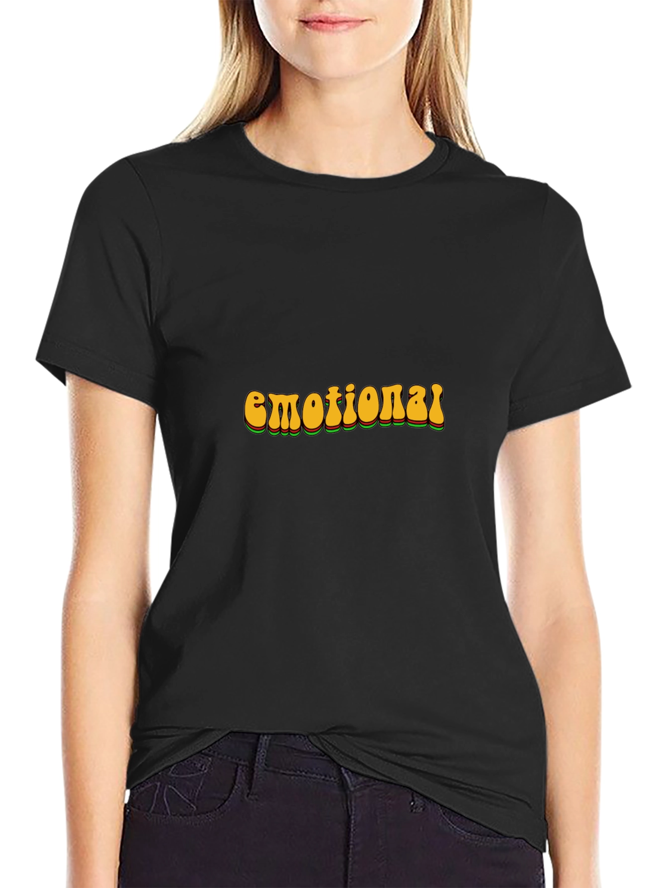 Retro Emotional Graphic T-Shirt - Black