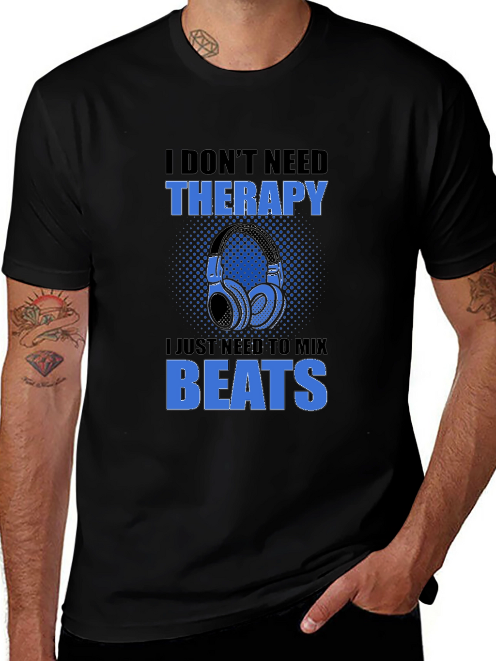DJ Mix Beats Therapy T-Shirt - Black